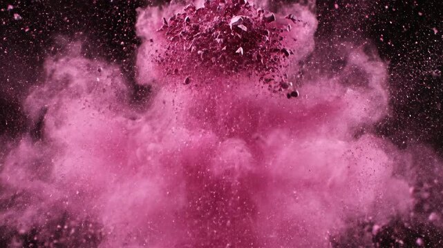 Colorful splash of liquid forms a unique shape against a dark background
