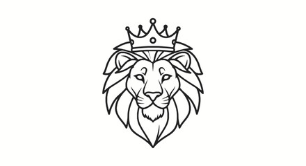 Fototapeta premium Lion head with crown logo, vector illustration