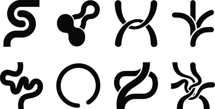 Abstract Organic Shape Logo Icons Set with Minimal Curved Geometric Symbol Collection