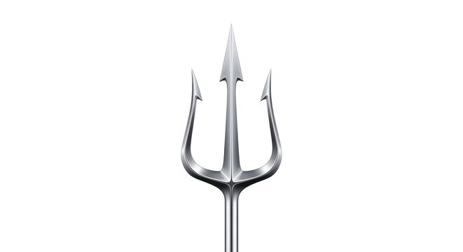 Metallic trident isolated on white background symbol of power and authority
