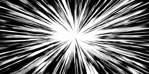 Black and White Fractal Explosion Burst Abstract Background with Energy Motion Speed Light Texture and Vortex Space Design Wallpaper Abstract Art Pattern © pixel