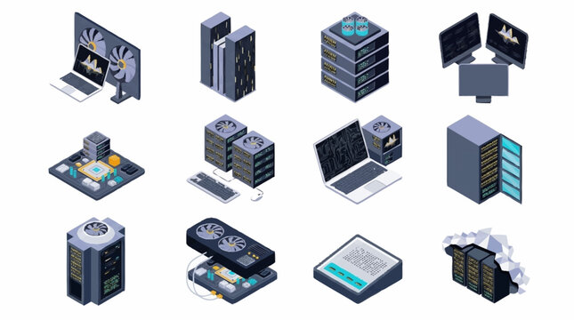Isometric Technology Devices and Servers Collection.