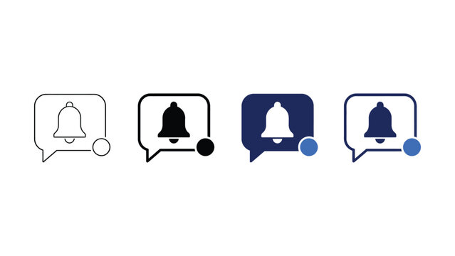 Message notification icon. Chat alert symbol. Bell message sign. Simple pictogram for new message, app notification, reminder badge and communication interface design.
