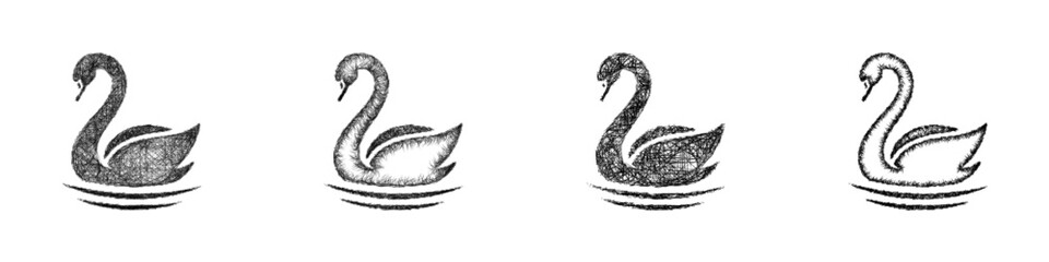 Fototapeta premium Sketch swan logo design set