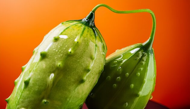 ivy gourd fruit close view on striking colorful background