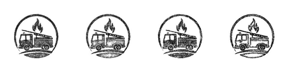 Fototapeta premium Monochrome sketch firefighter logo design set