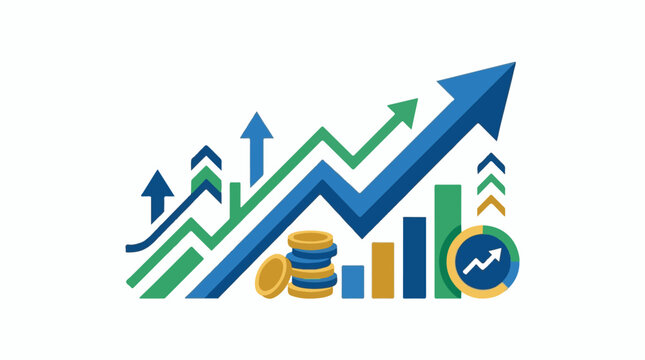 A colorful infographic displaying various financial and statistical graphics