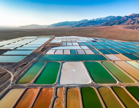 aerial view lithium mine evaporation ponds nevada