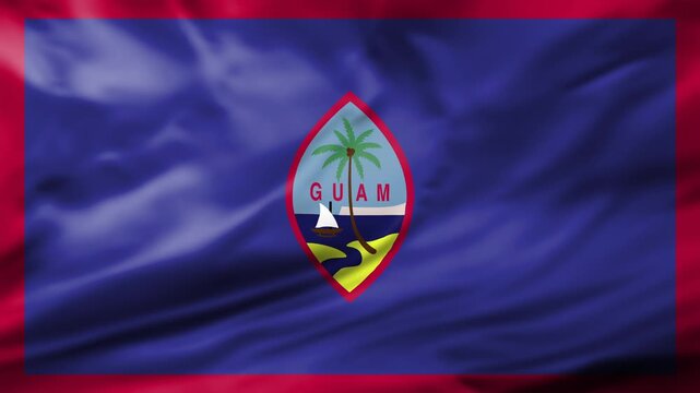 Guam Flag Waving Animation Background Guamanian Territory Emblem Close Up Video Footage