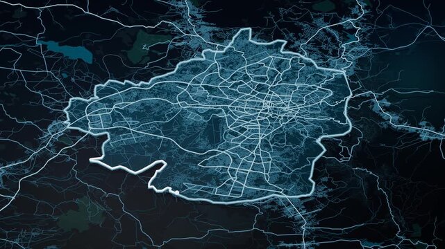 Addis Ababa Ethiopia Glowing Digital Map Animation
