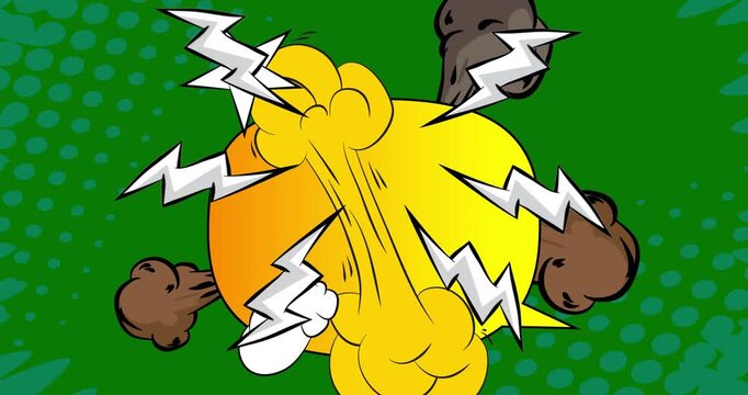 Cartoon background animation, comic book backdrop video. Retro comics pop art design.