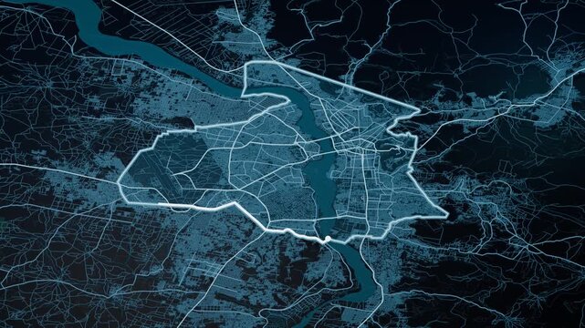 Bamako Mali Glowing Digital Map Animation