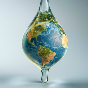Earth in water drop