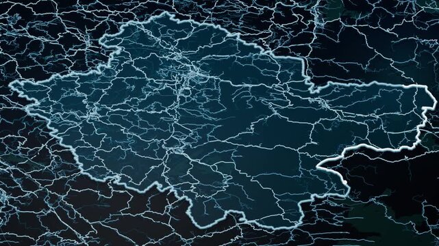 Bazhong China Glowing Digital Map Animation