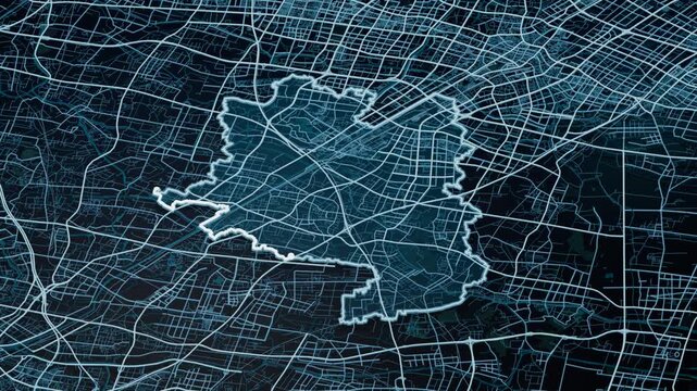 Changzhou China Glowing Digital Map Animation