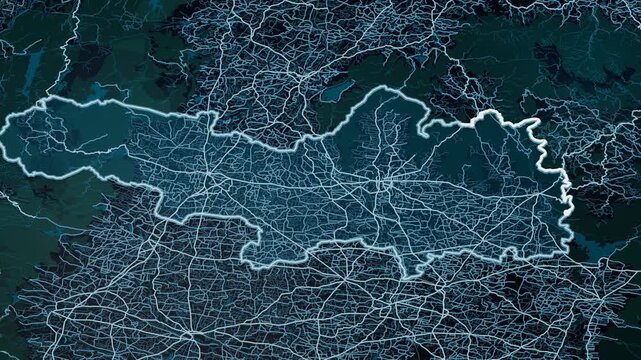 Coimbatore India Glowing Digital Map Animation