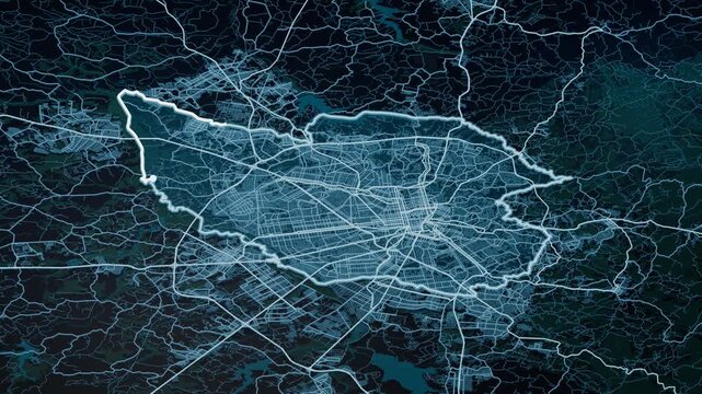 Curitiba Brazil Glowing Digital Map Animation