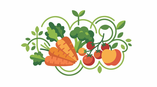 Colorful graphic illustration of fresh organic vegetables