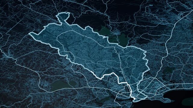 Dar es Salaam Tanzania Glowing Digital Map Animation