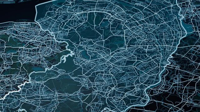 Dongguan China Glowing Digital Map Animation