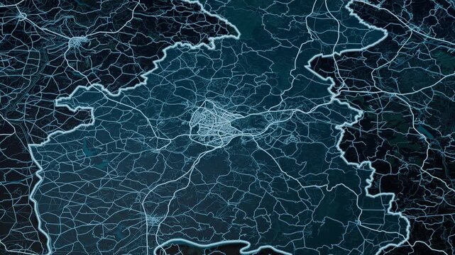 Gaziantep Turkey Glowing Digital Map Animation