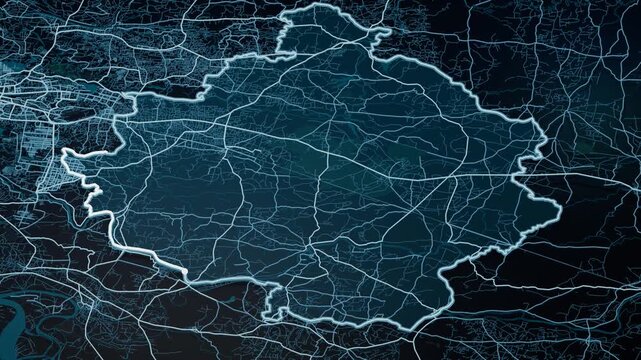 Gazipur Bangladesh Glowing Digital Map Animation