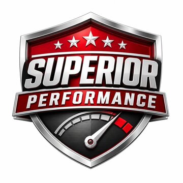 Superior performance shield emblem with speedometer gauge