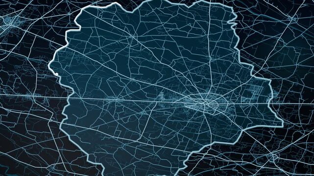 Gujranwala Pakistan Glowing Digital Map Animation