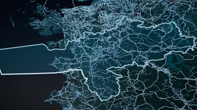 Huizhou China Glowing Digital Map Animation