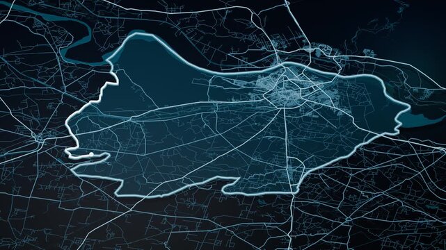 Hyderabad Pakistan Glowing Digital Map Animation