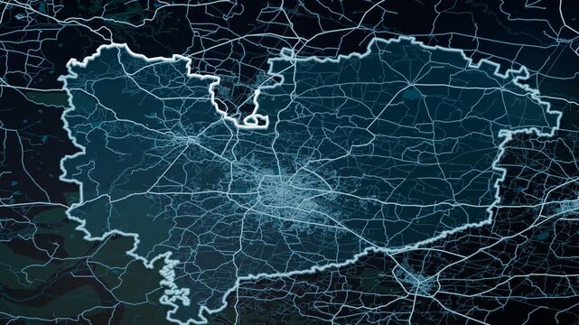 Indore India Glowing Digital Map Animation