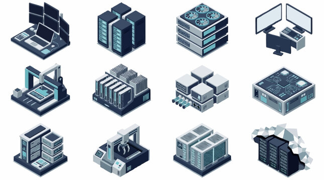 Isometric Technology Buildings and Data Centers Collection.