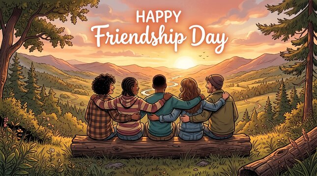 Happy international friendship day diverse friends celebrating together outdoors