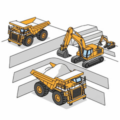 Heavy duty mining dump truck and excavator. © pras