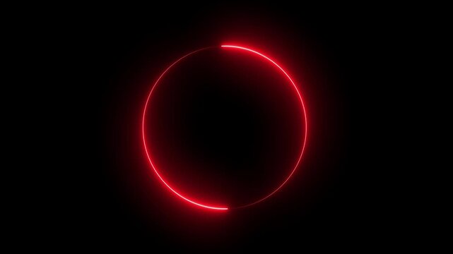 A glowing neon red circle emits radiant energy in a dark background, creating a futuristic, digital, and minimalist visual often seen in loading or progress 4k animations.