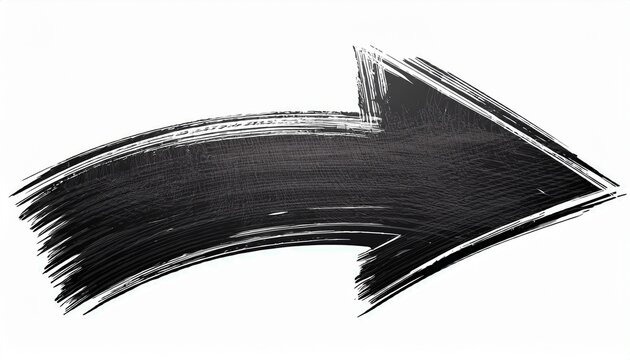 hand drawn black arrow marker brush stroke isolated on white background file cut out