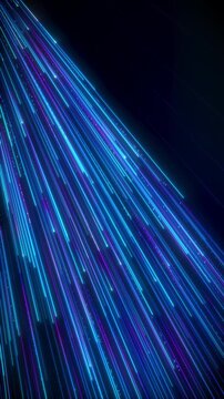 Futuristic technology background with glowing blue high Speed Light Streaks internet data lines. Dynamic Flowing Neural Digital trails.