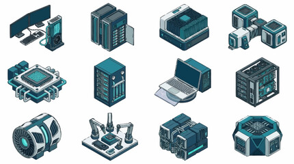 Isometric Technology Devices and Components Collection. © Nabih