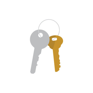 Two keys hanging on a ring. Abstract, minimalist security concept representing access, privacy, or ownership. Floating object with a smooth surface
