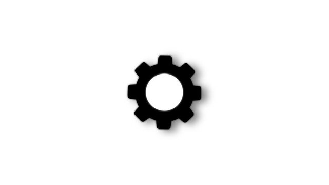 Abstract glowing gear or settings icon spinning concept  animation. Update glowing setting icon setup animation. 4k.
