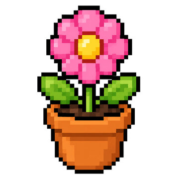 Flower Pot Pixel Art Icon