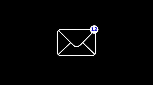 Abstract message icon concept animation. Animated message box icon. Mail inbox 12 notification concept. 4k.