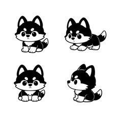 Fototapeta premium black puppy vector clipart