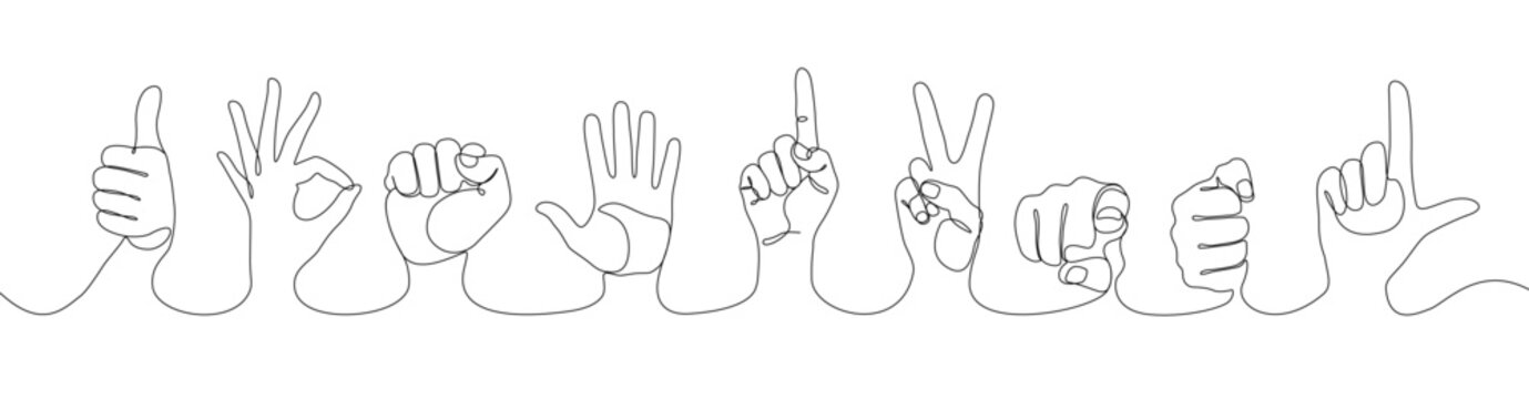 line illustration of hands signs