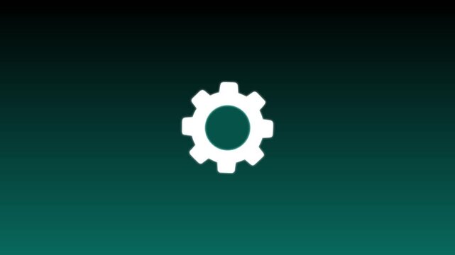 Abstract glowing gear or settings icon spinning concept  animation. Update glowing setting icon setup animation. 4k.