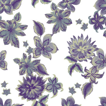Abstract detailed textured floral print pattern for spring 
