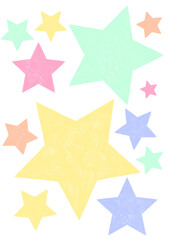 Obraz premium star, set of stars, pencil illustration in a pastel color palette, png cut out