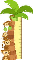 Fototapeta premium Meter wall with Monkey cartoon illustration