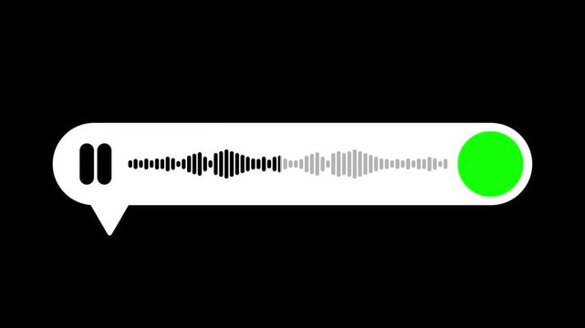 Audio voice message with play button animation on transparent background, 10 second audio voice message animated.