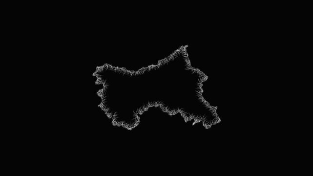 Sketch Jammu and Kashmir outline map animation - smooth progressive reveal